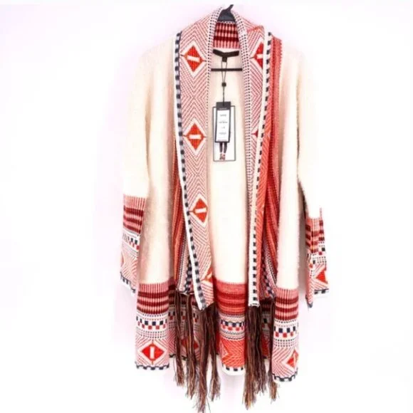 Maxsport Women's Open Front Western Boho Cardigan Sweater Medium - Picture 1 of 7